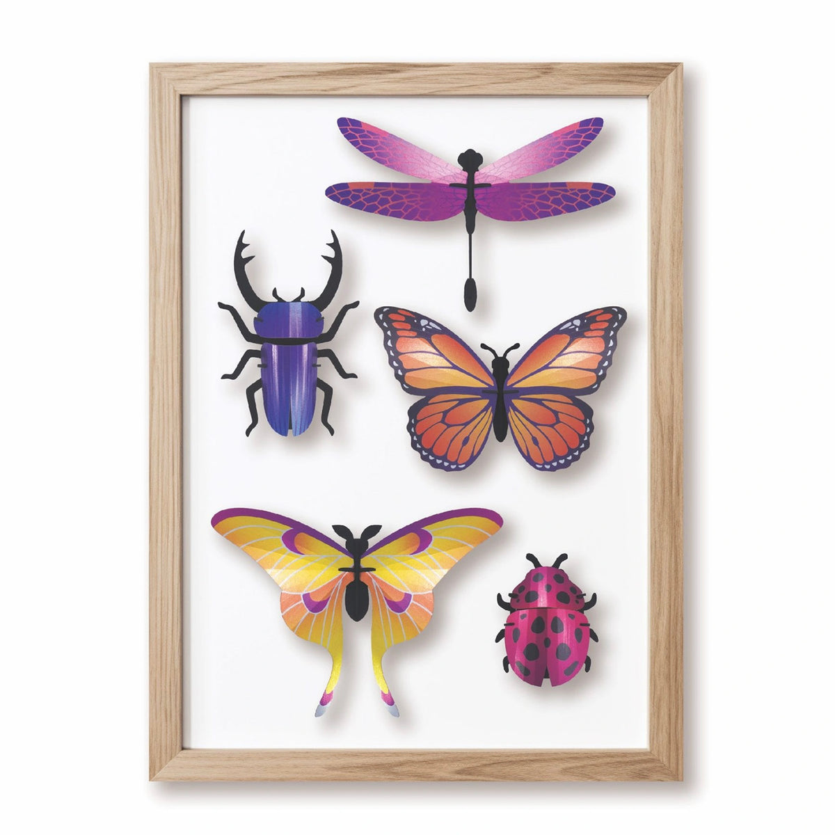 Knutselpakket van papier – Gemengde insecten – Paars