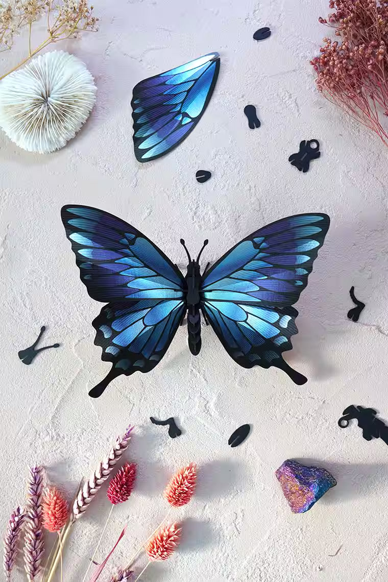 Knutselpakket van papier - Zwaluwstaartvlinder - Blauw