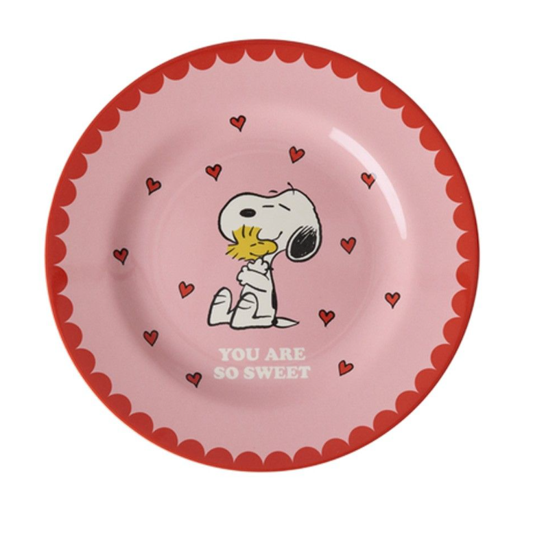 Assiette à dessert en mélamine avec motif Snoopy rose