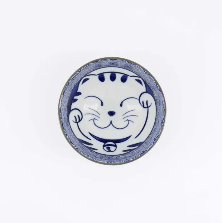 Kawaii Lucky Cat Neko Blauwe Rijstkom