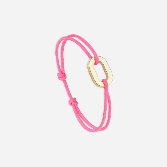 Bracelet  Maillon plat doré - Rose Fluo