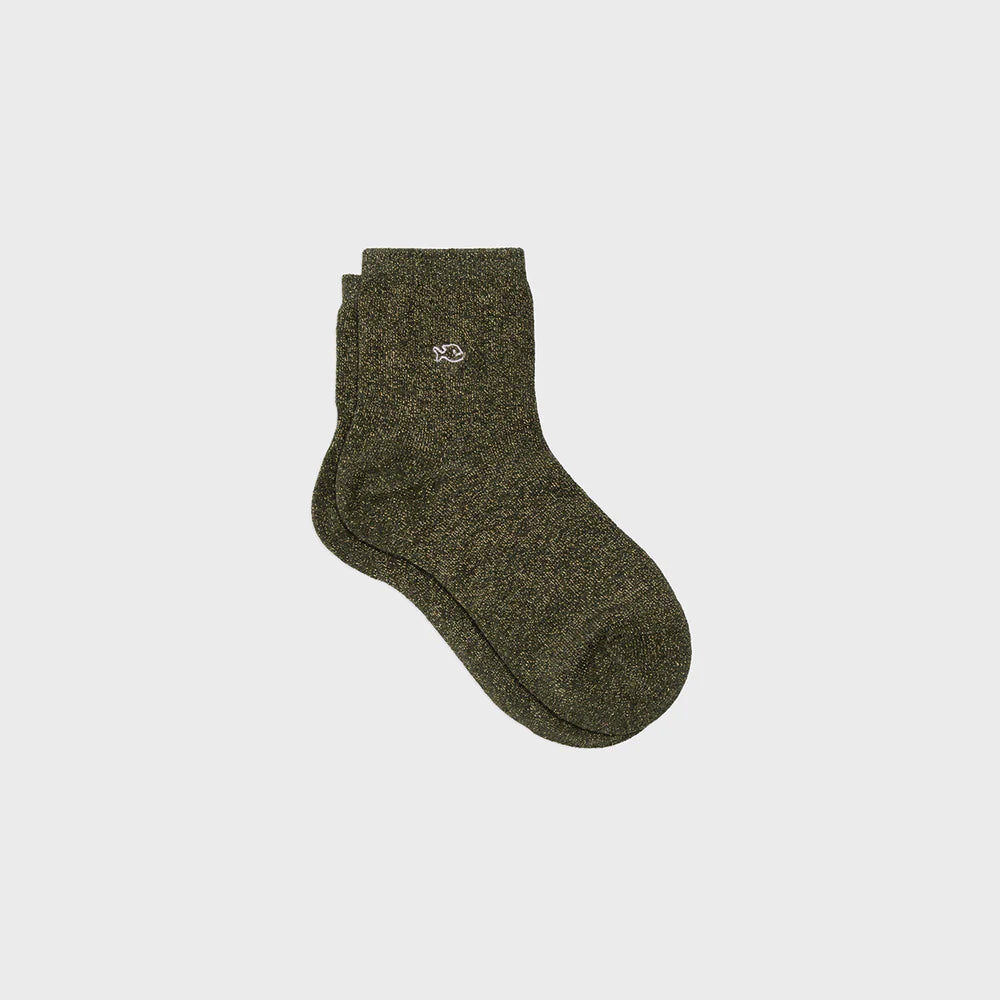 Chaussettes unies pailletées - Kaki