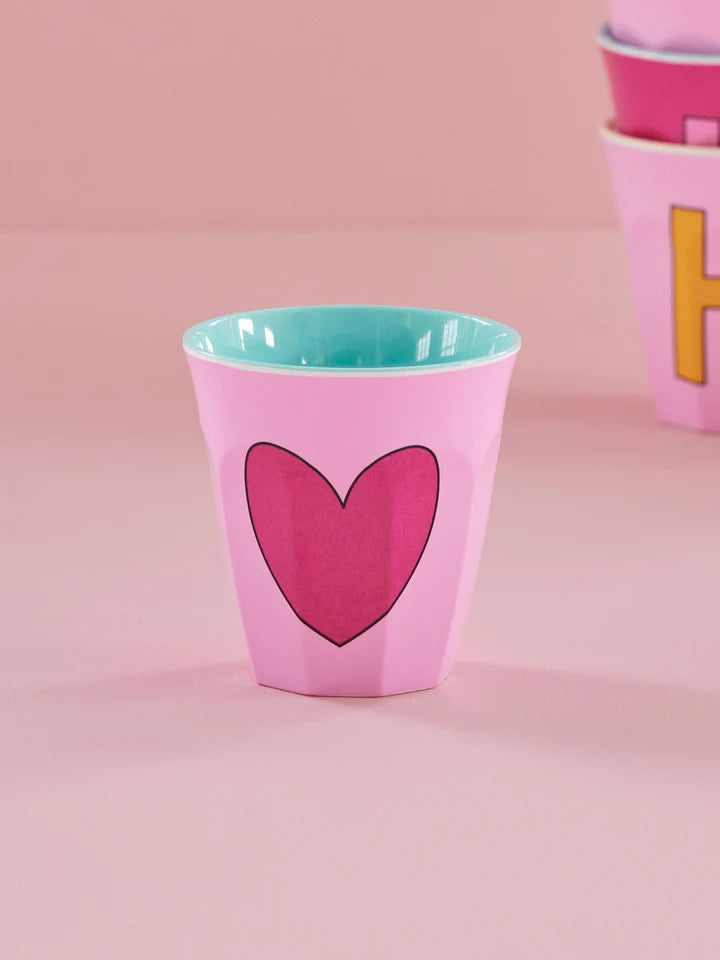 Gobelet en Mélamine - heart pink inside blue
