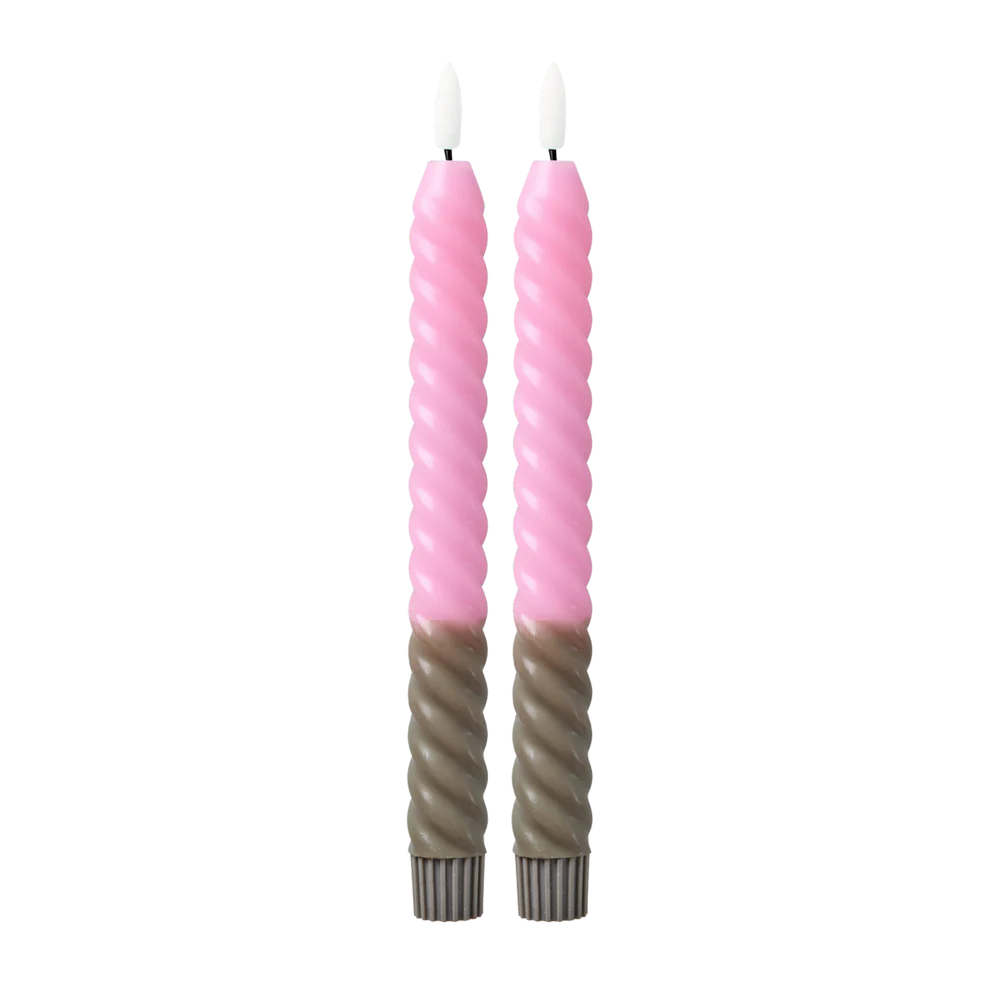 Bougies LED - Sable foncé et rose (set de 2)