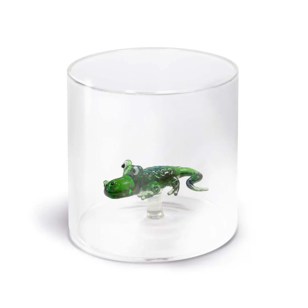 Blown Glass Tumbler with Alligator Design