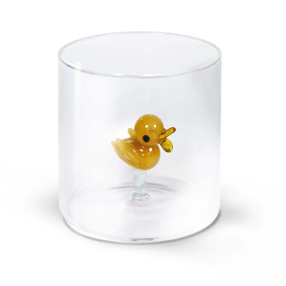 Geblazen glazen drinkglas met eenddecoratie