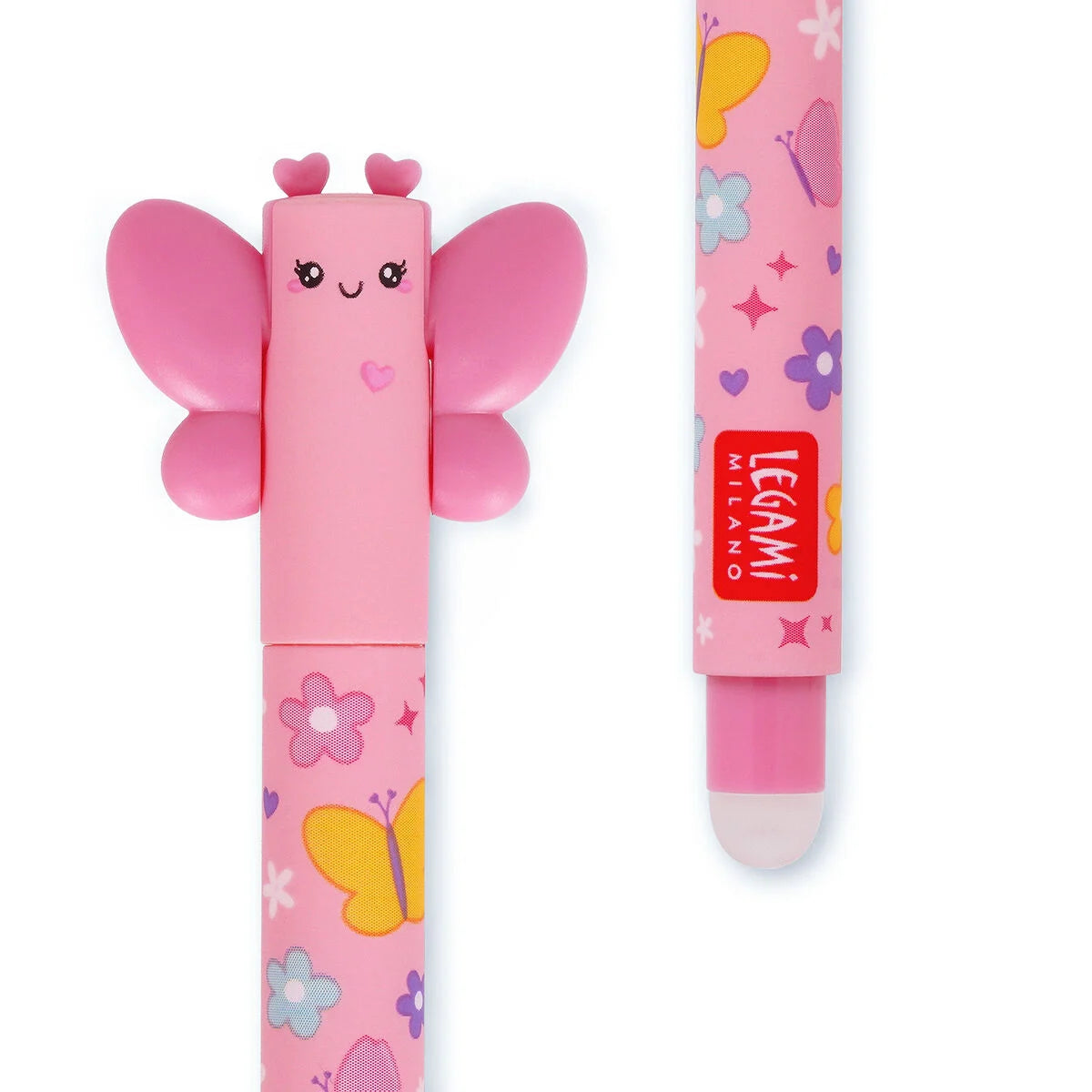 Stylo effaçable Legami Rose - Papillon