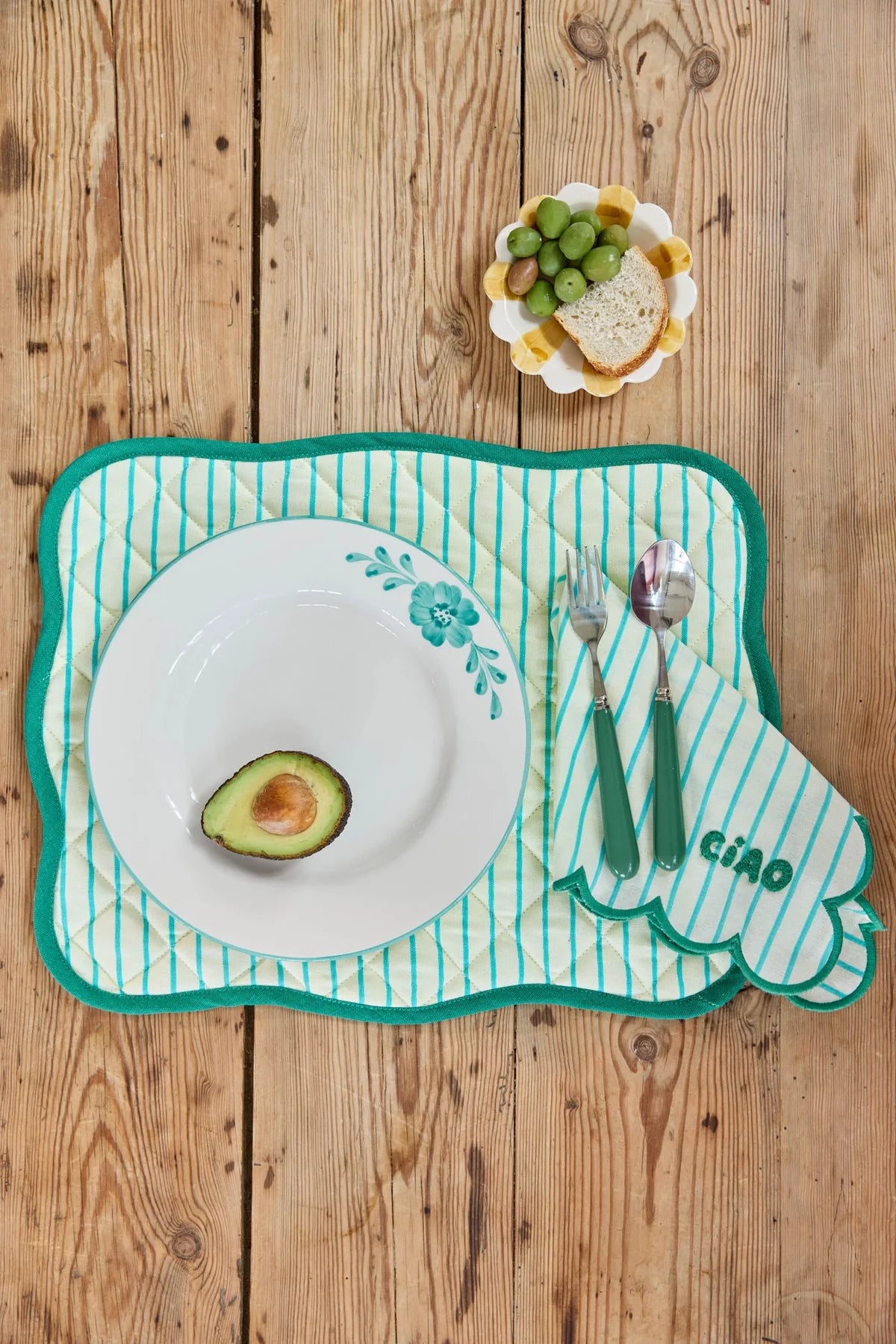 Set de table matelassé ligné - Vert