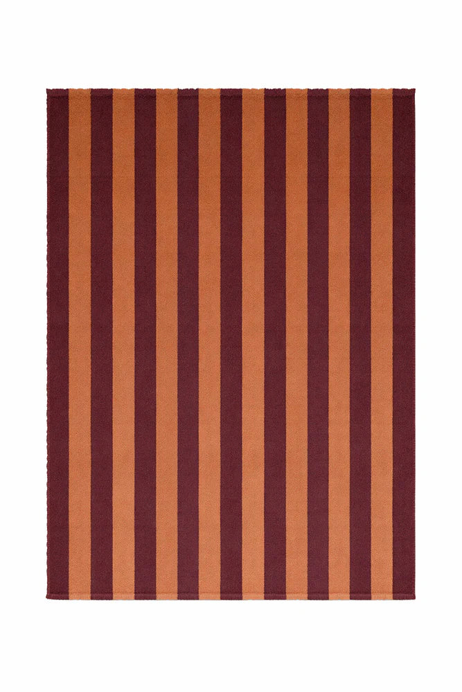 Petit Tapis Lavable Rayé Marsala et Terracotta