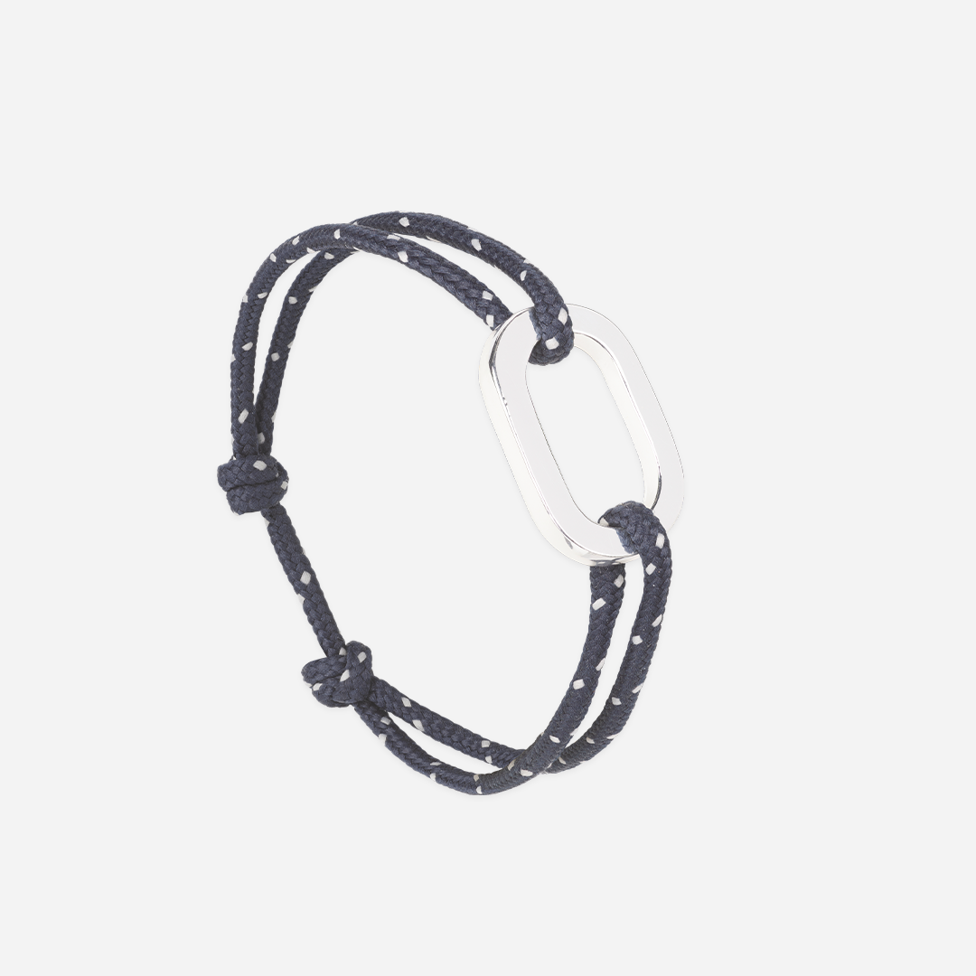 Bracelet Maillon - Plat Quai Moucheté Bleu/Blanc