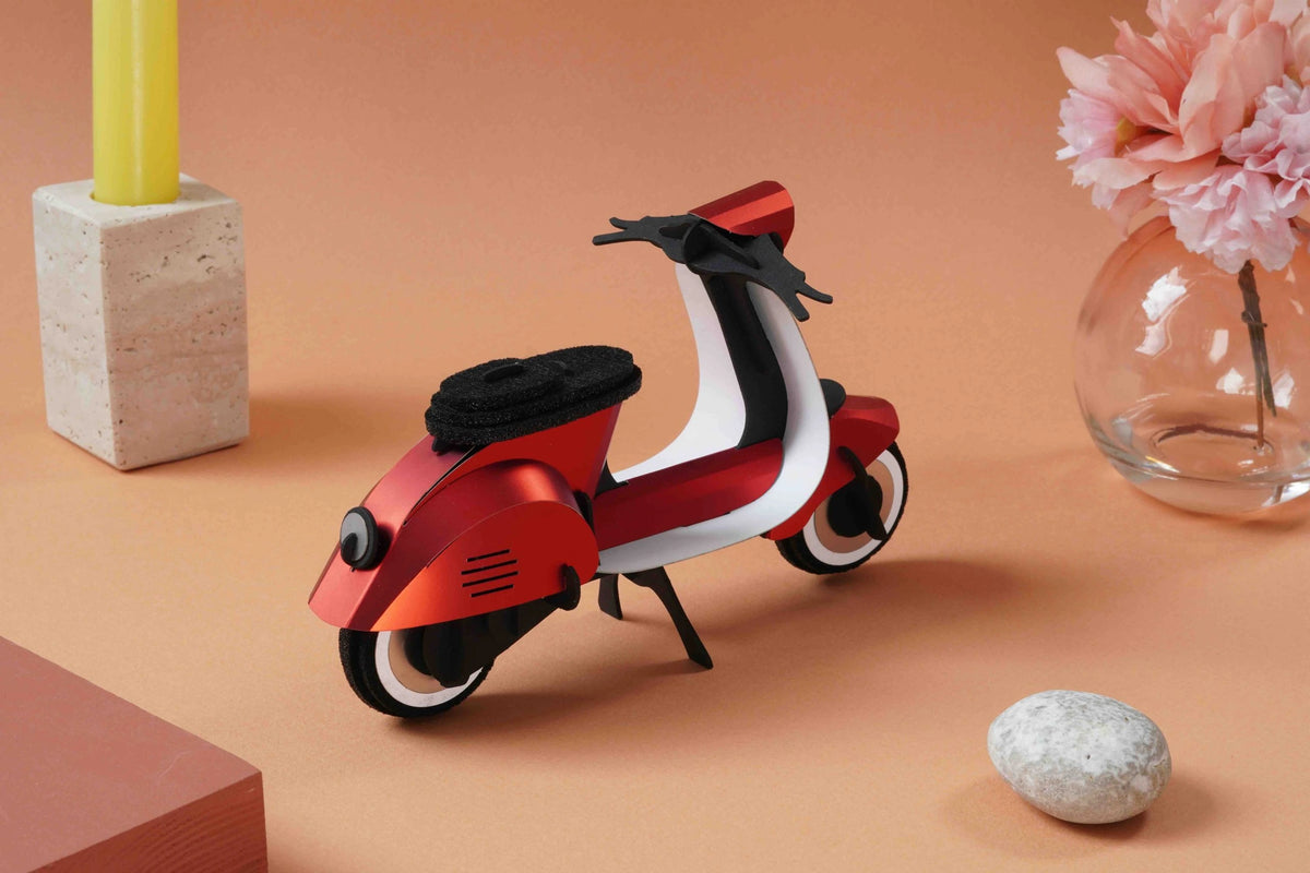 Papieren bouwpakket - Vintage Scooter - Rood