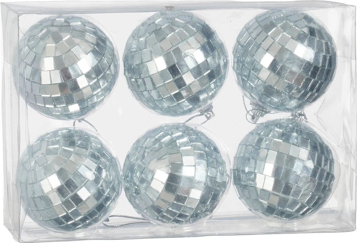 Set van 6 zilveren discoballen