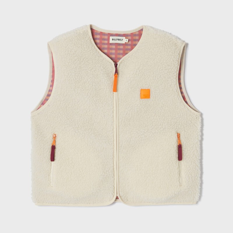 Veste sherpa femme zippée sans manches - Beige