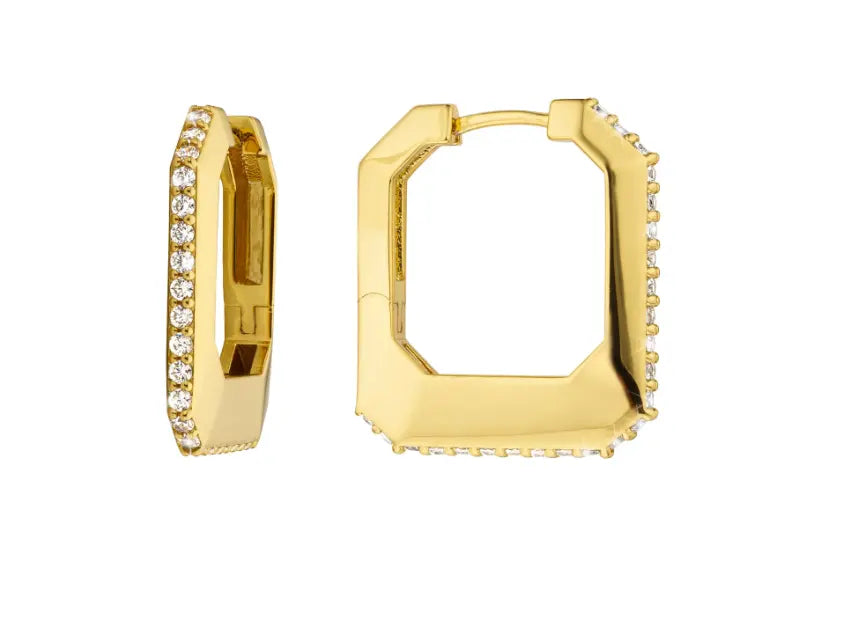 Shiny Groove Gold Earrings