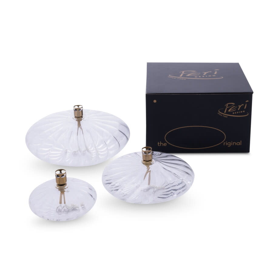 Olielamp met gegroefd kiezeldesign - Messing