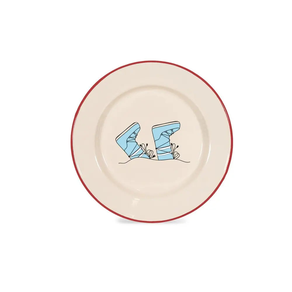 Enameled metal plate - Ski Boots - 25cm