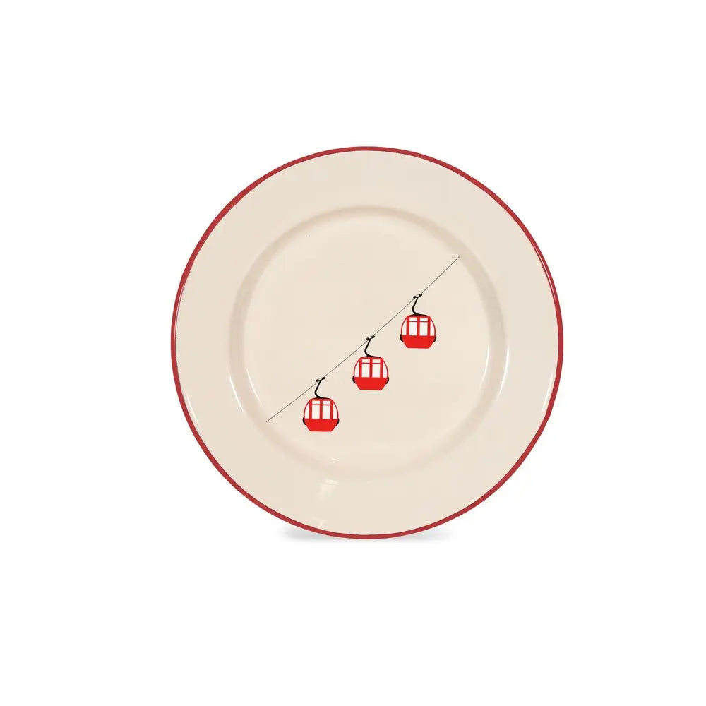 Enameled metal plate - Cable car - 25cm