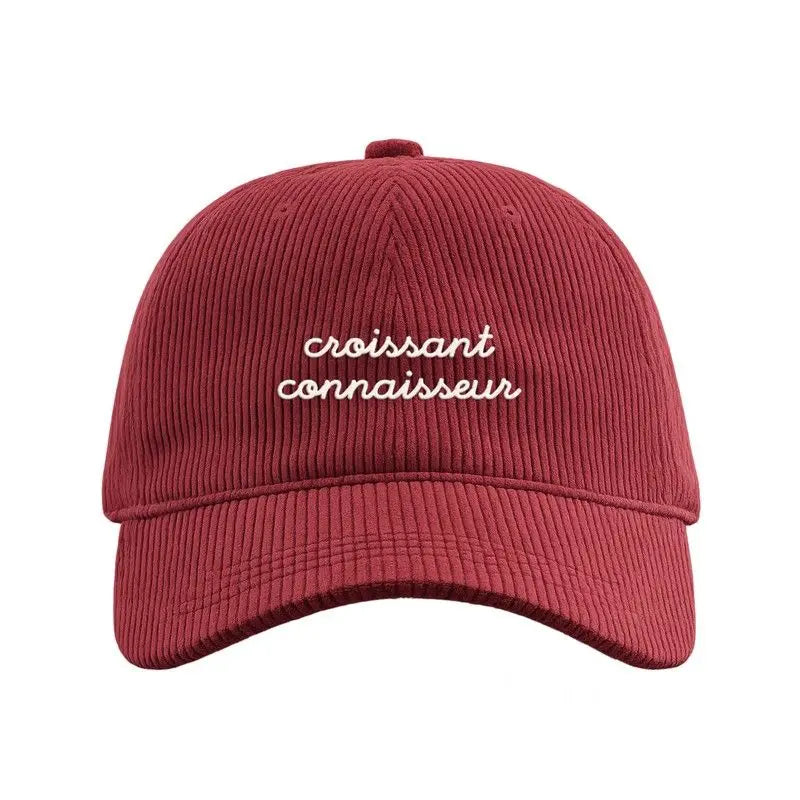Casquette en velours côtelé Burgundy - Croissant Connaisseur