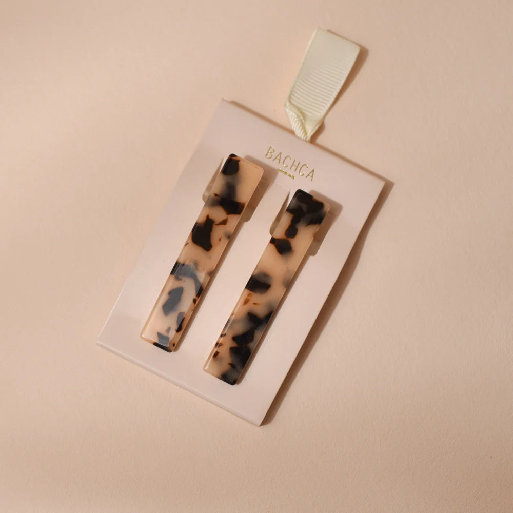 Tortoiseshell Flat Hair Clips (Set of 2)
