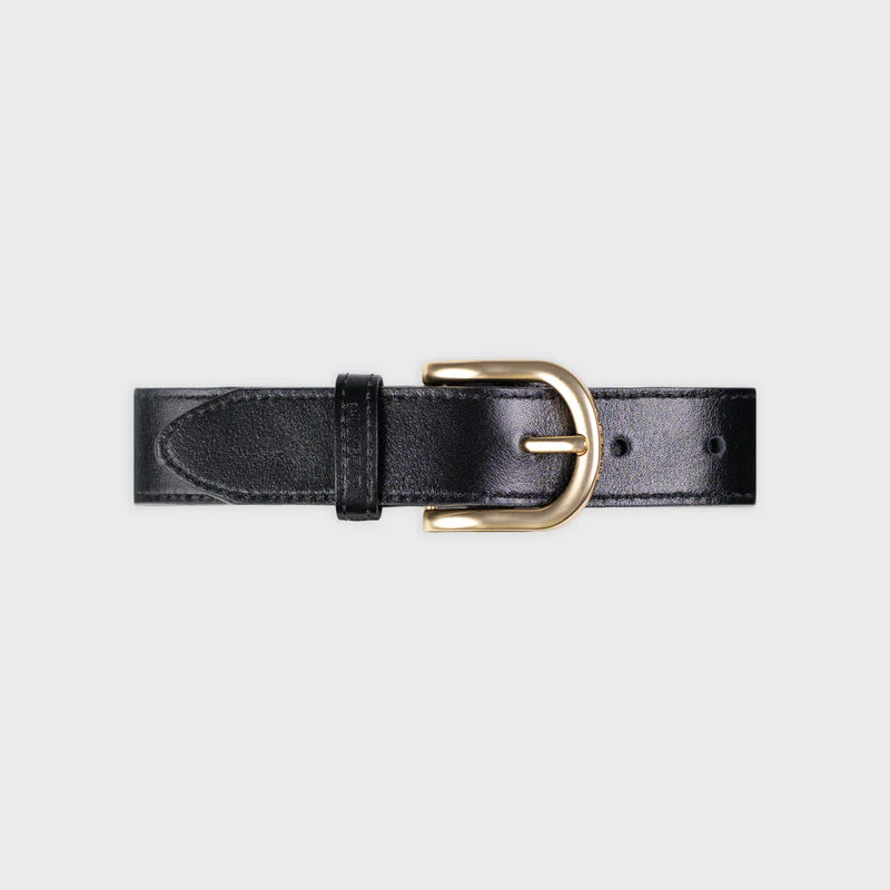 Ceinture femme en cuir unie - Noir glossy