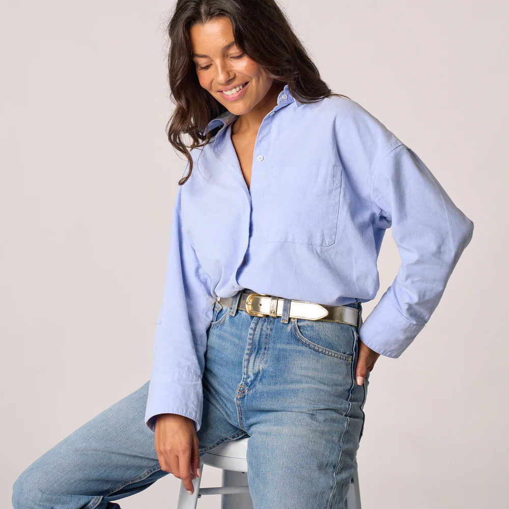 Ceinture femme en cuir unie - Gold