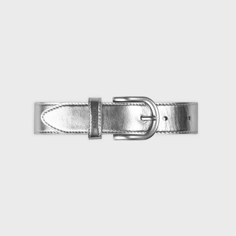 Ceinture femme en cuir unie - Silver