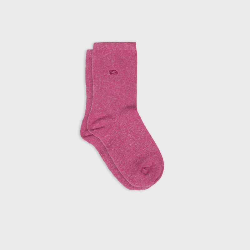 Chaussettes unies pailletées - Rose Néon