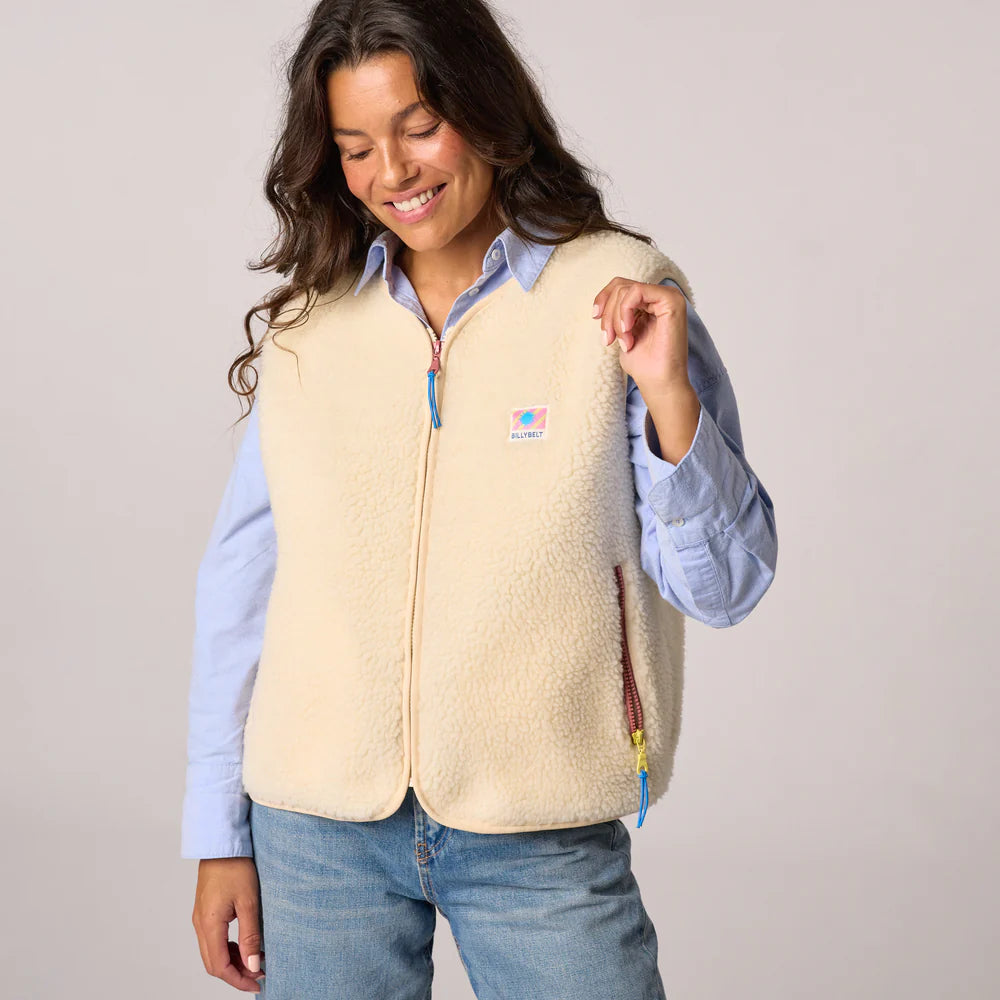 Ivory Women's Sleeveless Zip-Up Sherpa Jacket