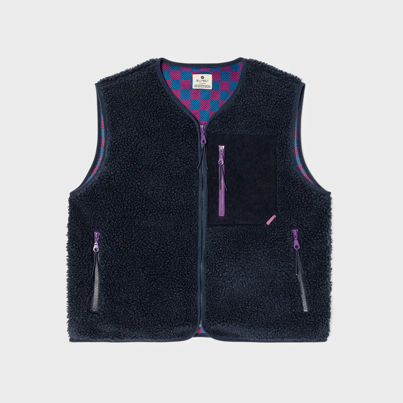 Veste sherpa femme zippée sans manches - Marine
