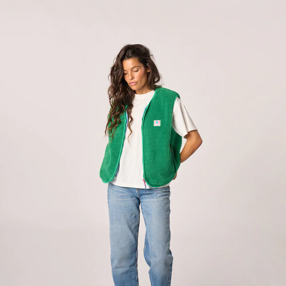 Women's sleeveless sherpa jacket Green