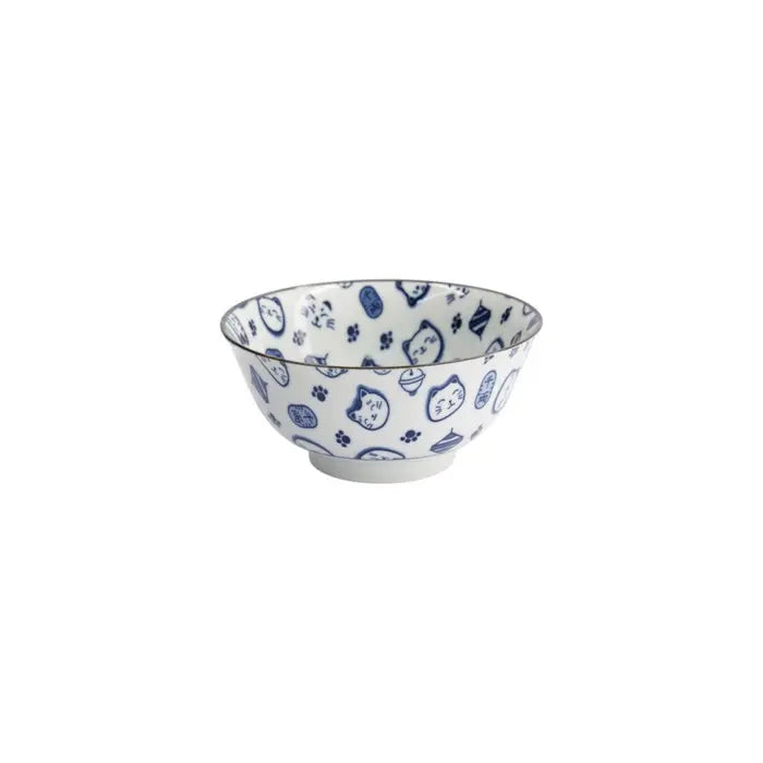 Kawaii Rice Bowl - Lucky Cat - Blue