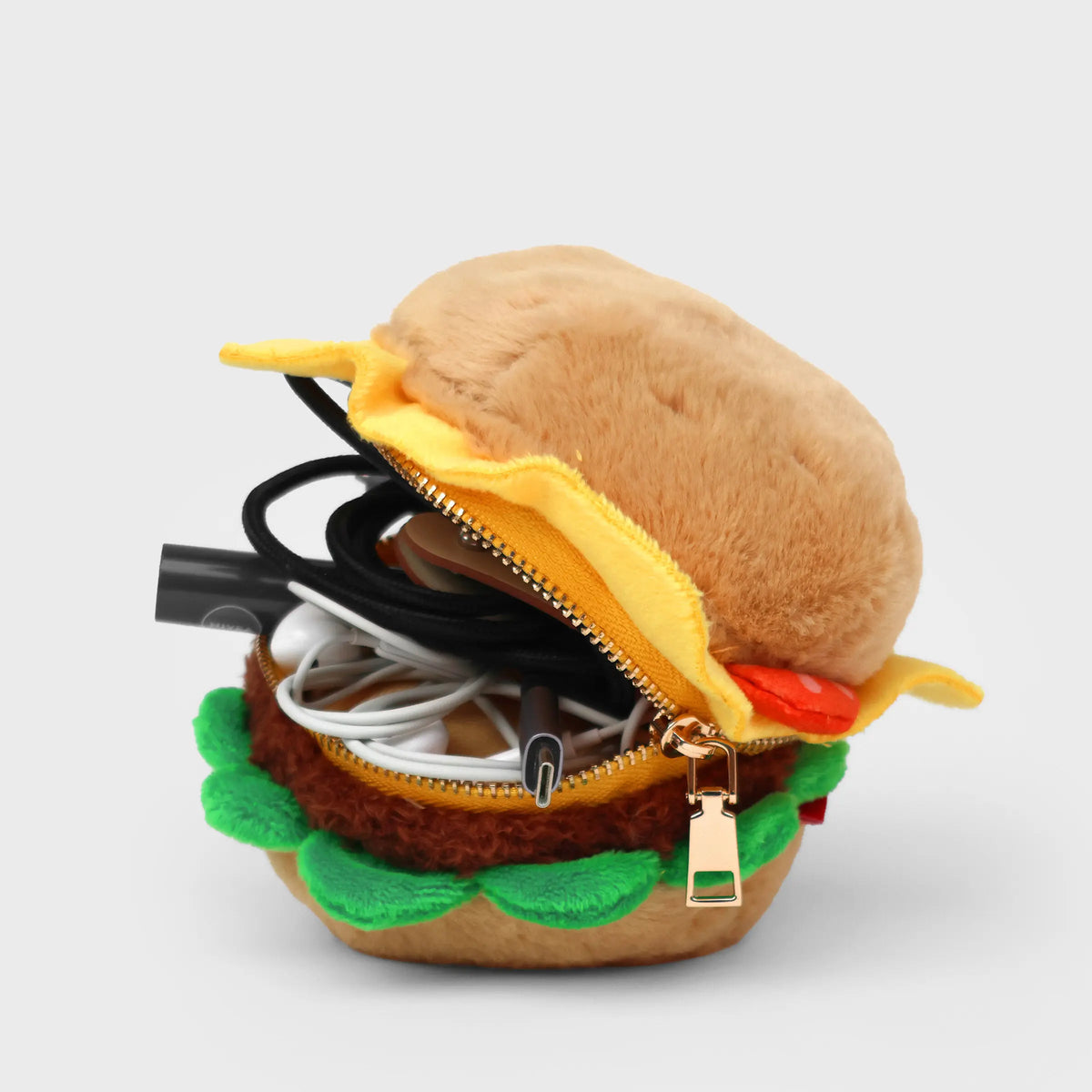 Pochette en peluche à fermeture éclair - Burger