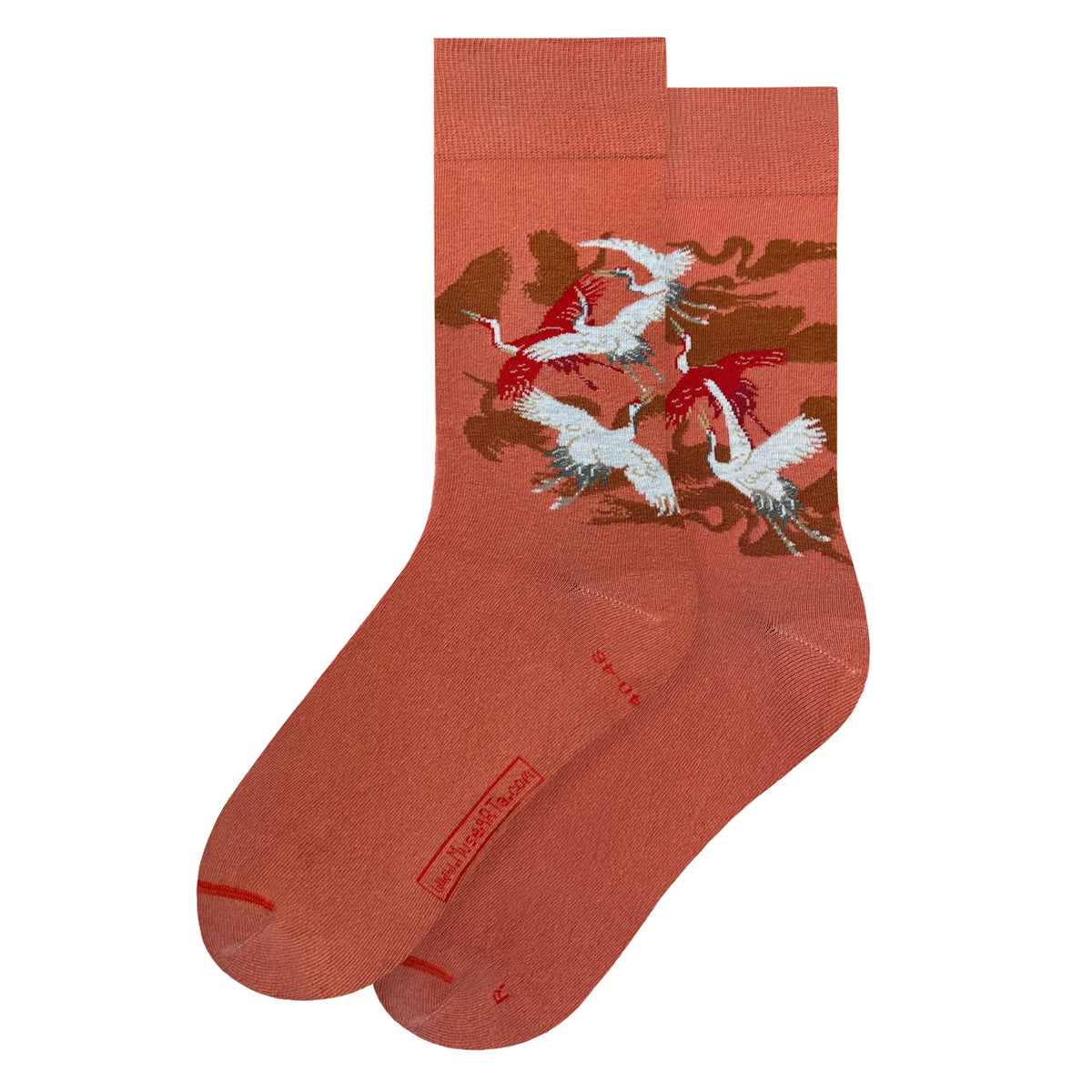 Chaussettes Anonymous - Haori de femme avec des grues blanches et rouges