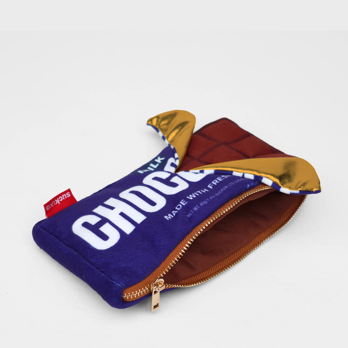 Pochette en peluche à fermeture éclair - Chocolat