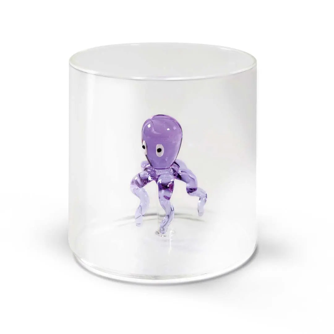 Blown Glass Tumbler with Octopus Decoration