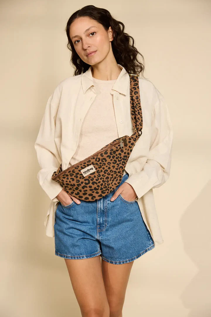 Sac Banane Sasha en Coton - Leopard Cannelle L