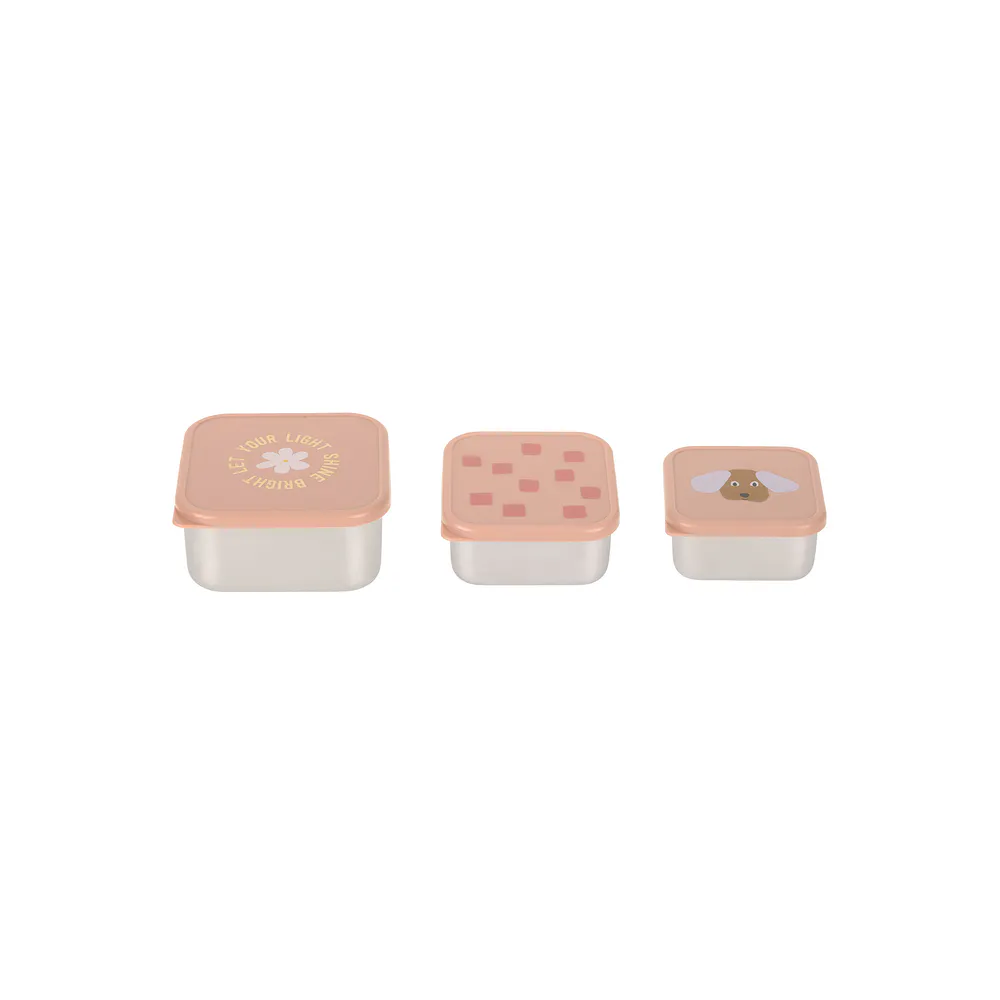 Lot de 3 petites boîtes à goûter inox Pattern Party Rose