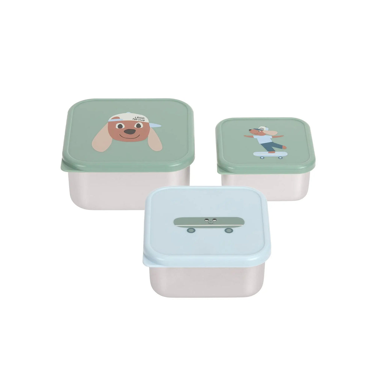 Team Dog kleine roestvrijstalen snackboxen - Groen (set van 3)