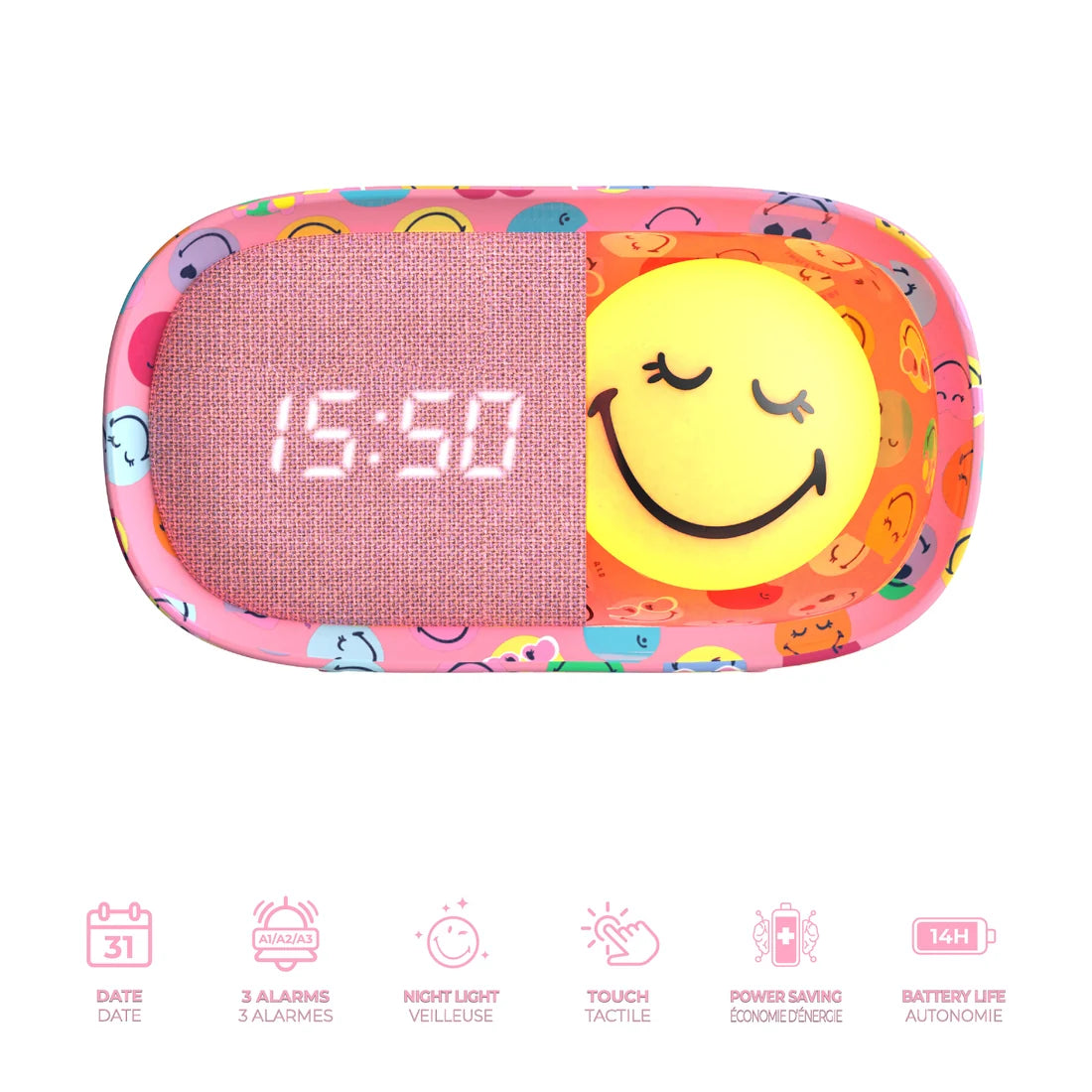 Smiley World Wekker - Dreamy Clock - Roze