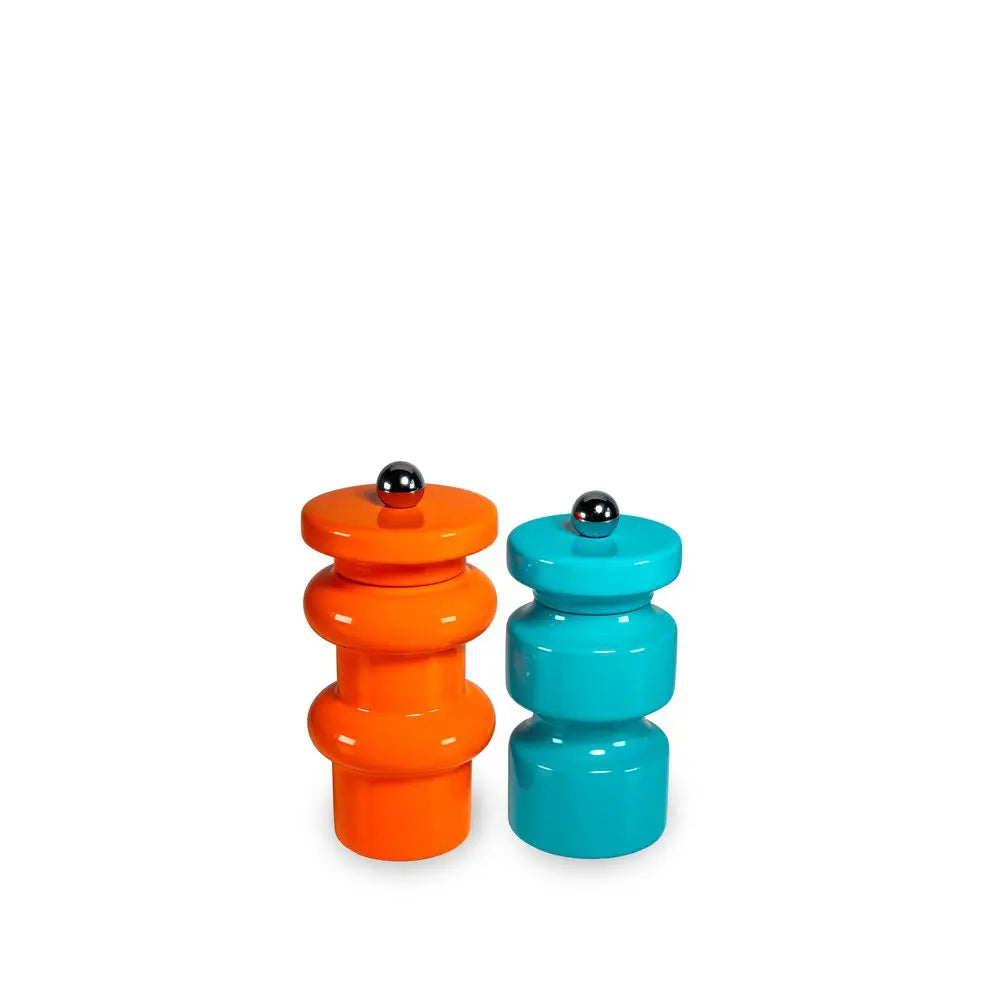 FSC wood salt and pepper mill duo - Sky Blue and Orange