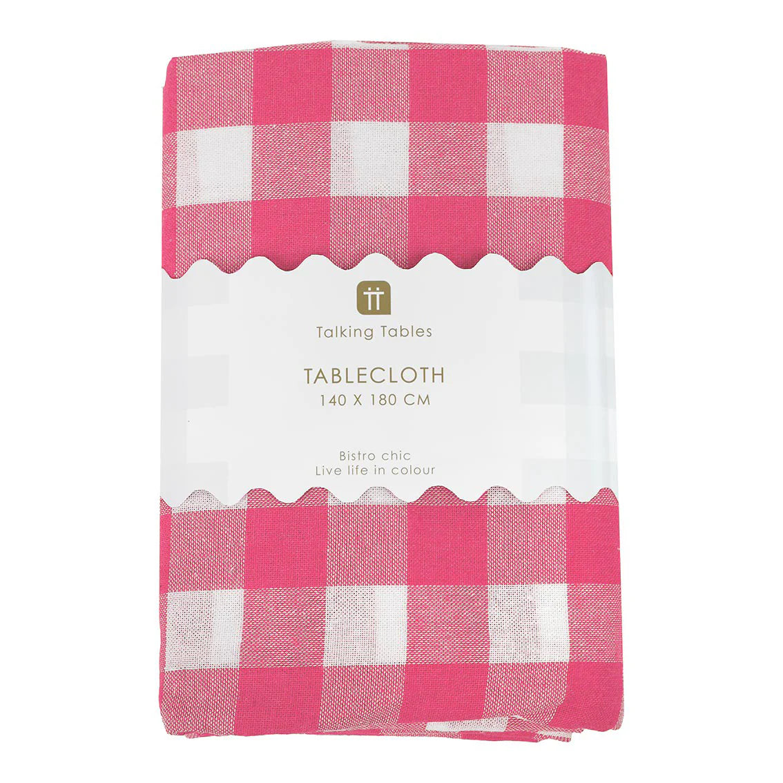 Nappe "Bon Appetit" vichy en tissu Rose et Blanc framboise