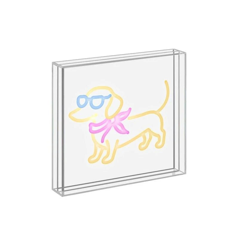 Enseigne néon avec cadre en plexiglas - Teckel - 23x23cm