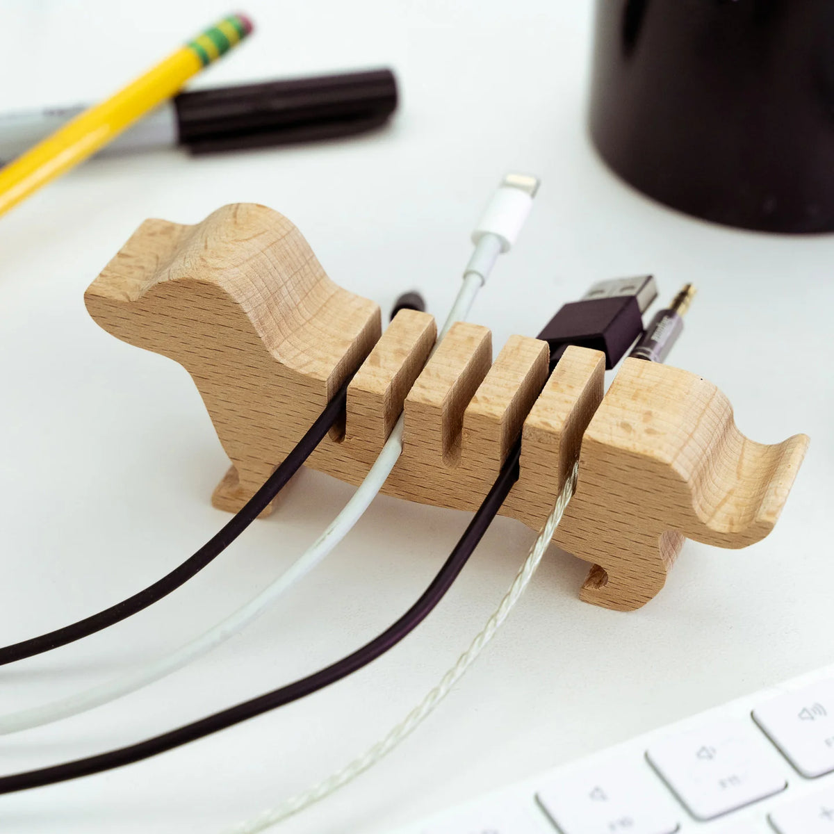 Porte-cables Chien en Bois