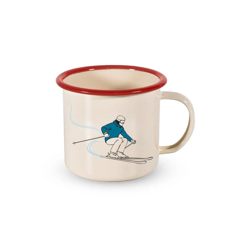 Enamel tin mug - Skier - 350ml