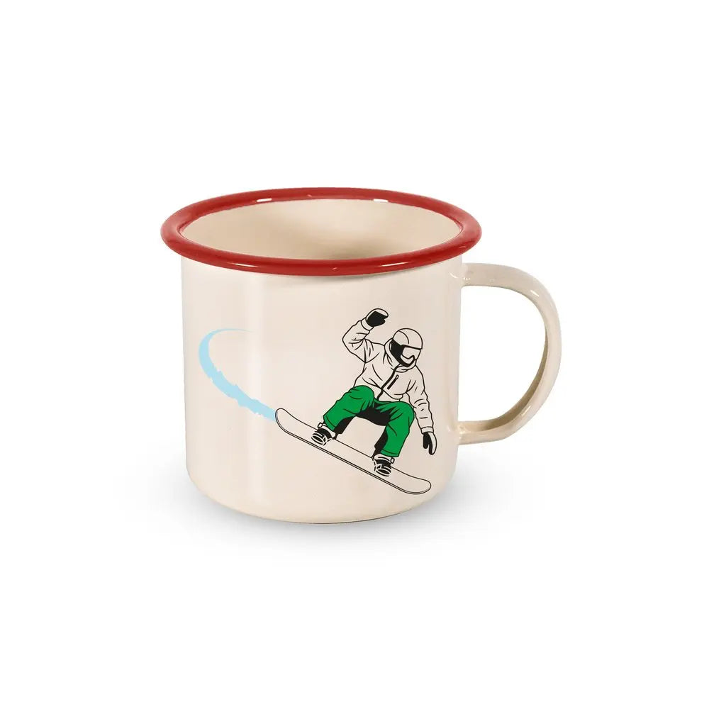 Geëmailleerde metalen mok - Snowboarder - 350 ml