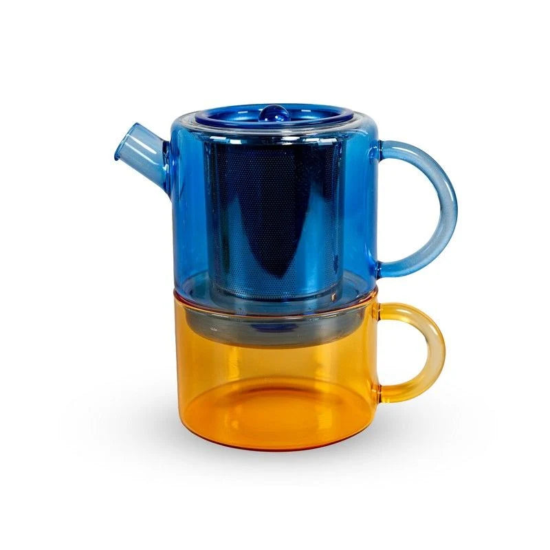 Ensemble à Thé - Bleu et Ambre - 400ml