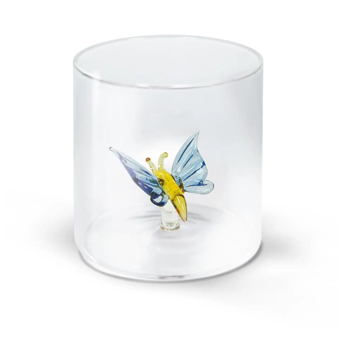Blown Glass Tumbler with Butterfly Decoration