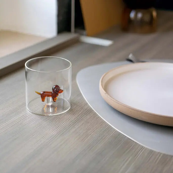 Gobelet en Verre Soufflé avec Décor - Teckel