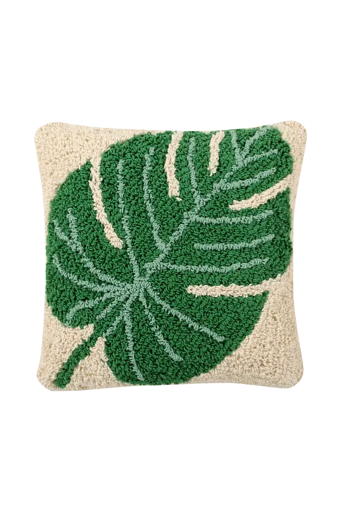 Monstera wasbaar kussen 