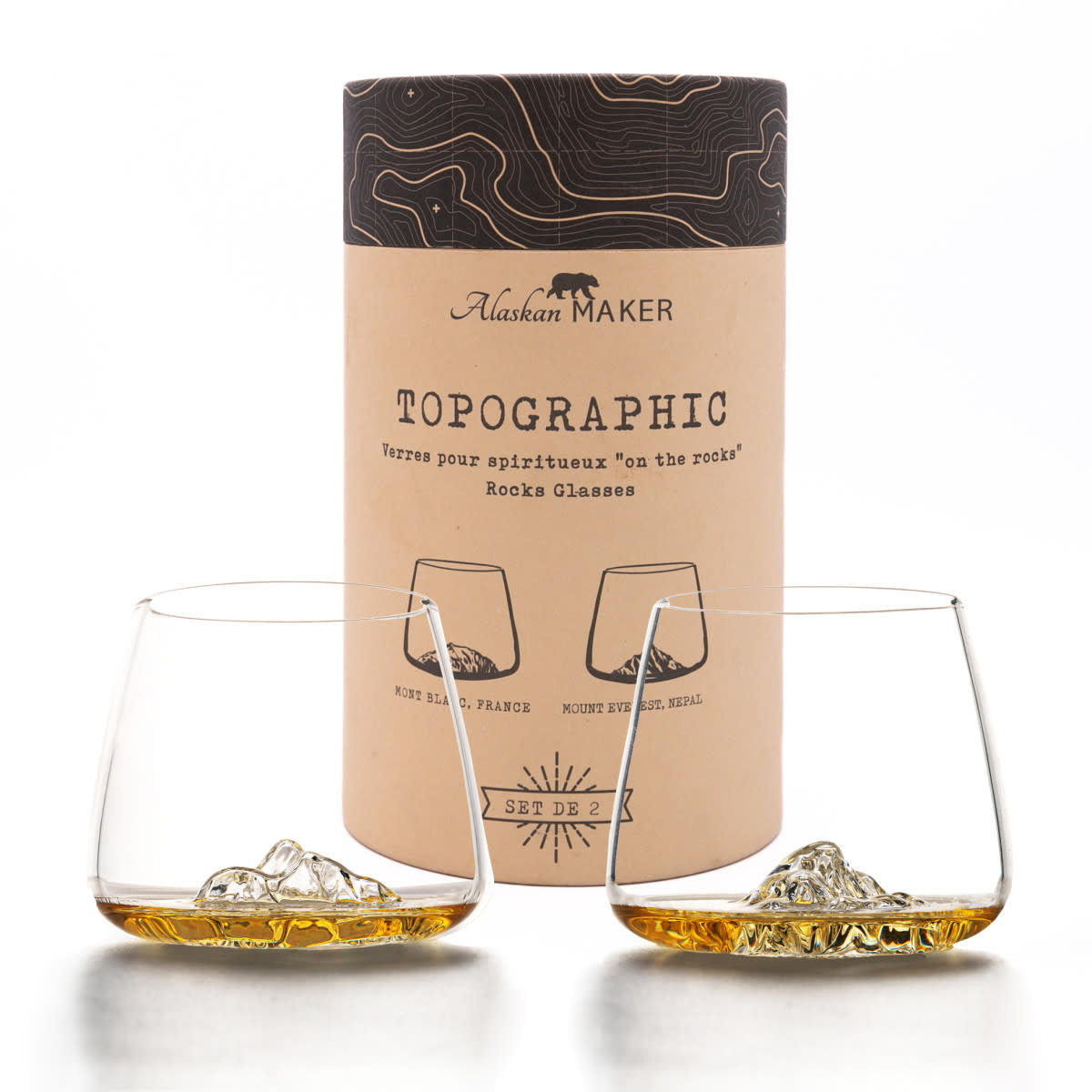 Verres Design - Everest et Mont Blanc (Set de 2) - Collection Topographic